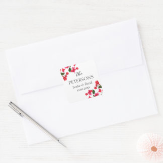 Bougainvillea Wedding Gifts & Favors Sticker Fyrkantigt Klistermärke