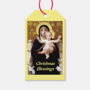Bougereau Jesus och Mary Jullvälsignelse Presentetikett
