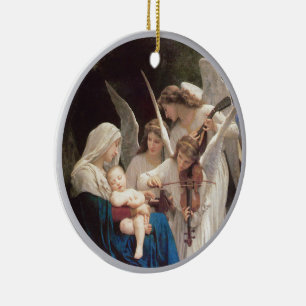 Bougereau Mary Jesus och sjunger Änglar Julgransprydnad Keramik