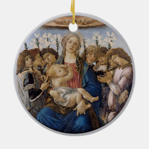 Bougereau och Botticelli Mary Jesus och Änglar Julgransprydnad Keramik