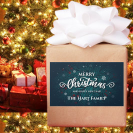 Boughs and Berries jul Sticker Rektangulärt Klistermärke