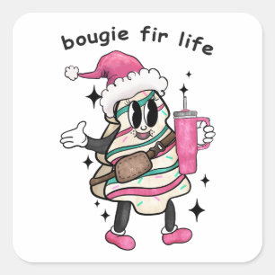 Bougie Fir Life, Boujee Julgran, Julafton Gift Fyrkantigt Klistermärke