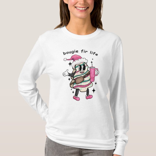 Bougie Fir Life, Boujee Julgran, Julafton Gift T Shirt (Framsida)