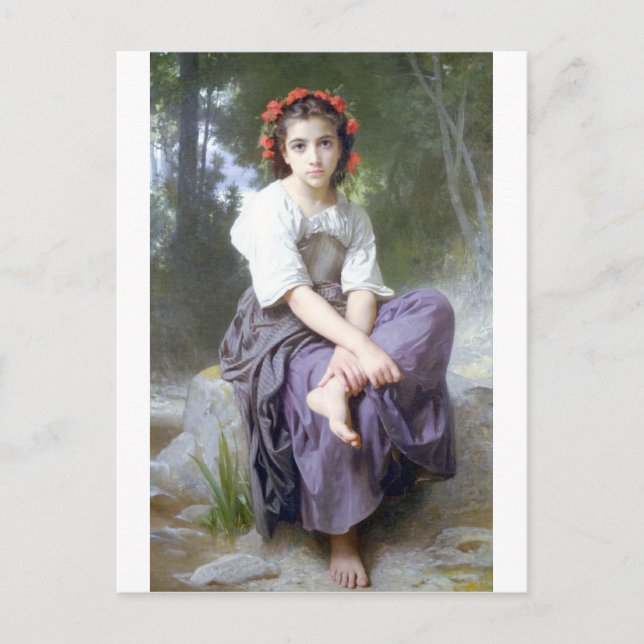 Bouguereau - Au Bord du Ruisseau Vykort (Framsida)