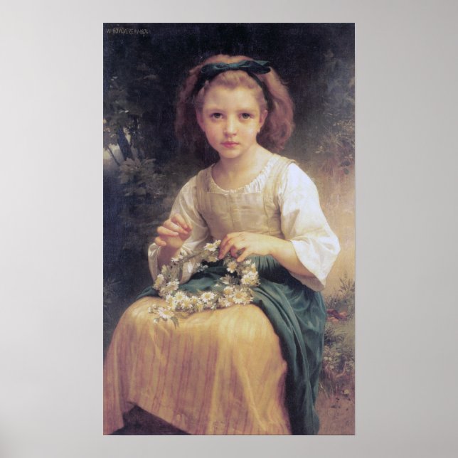 Bouguereau - Child Braiding A Krona, 1874 Poster (Framsidan)