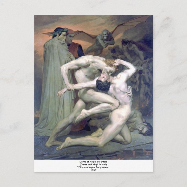 Bouguereau - Dante et Virgile au Enfers Vykort (Framsida)