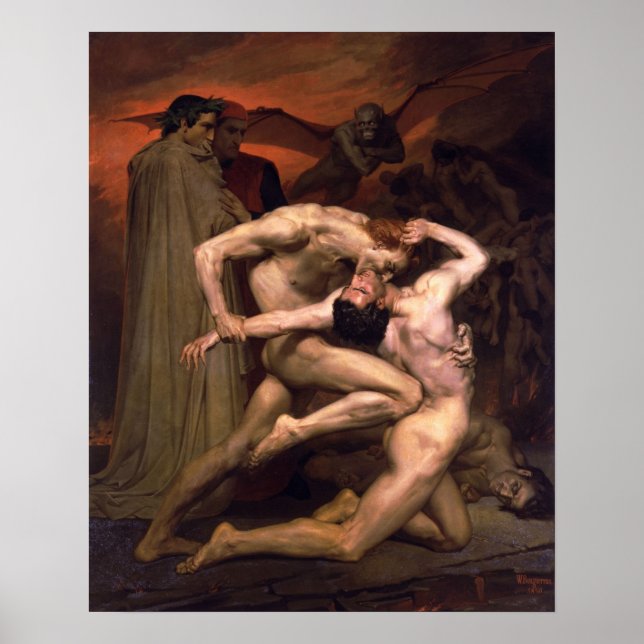 Bouguereau-Dante och Virgil i helvetet Poster (Framsidan)