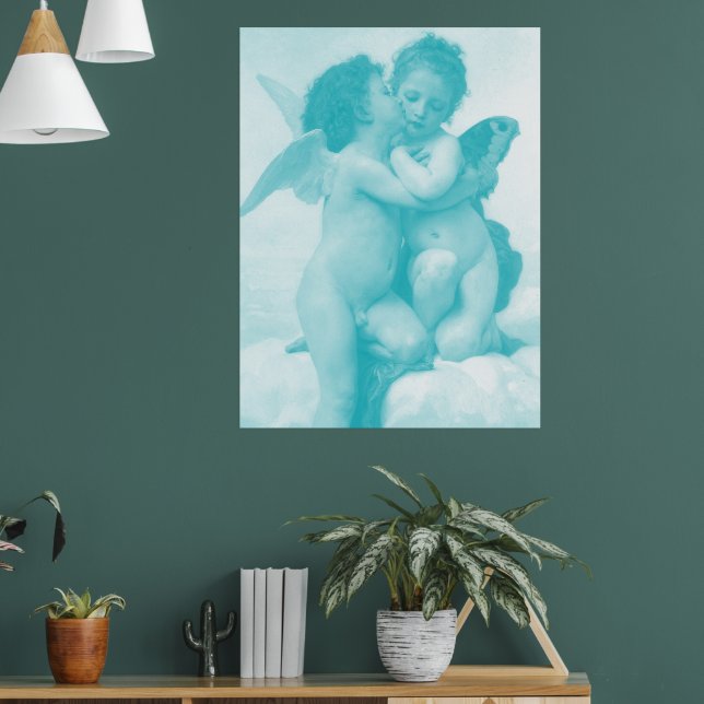 Bouguereau - First Kiss - Blue Poster (Vardagsrum 1)