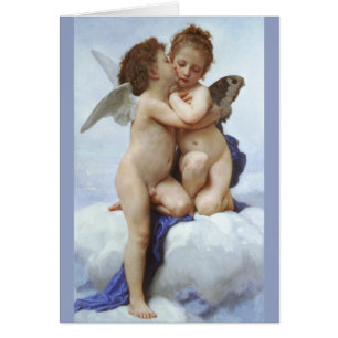 Bouguereau First kiss Kärlek Psyche children CC00 Hälsningskort