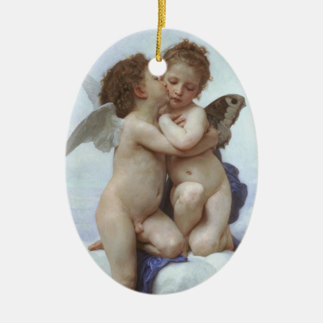 Bouguereau_första_kyssen Julgransprydnad Keramik (Framsidan)