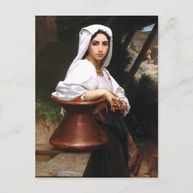 Bouguereau Italienska flickan hämtar vatten Postko Vykort (Framsida)