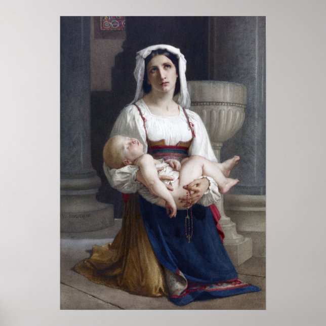 Bouguereau - Italienska Peasant Kneeling Poster (Framsidan)