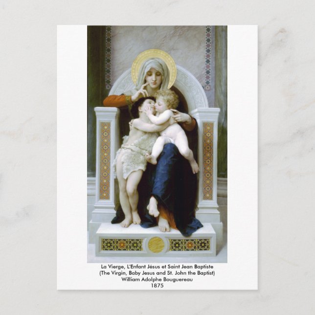 Bouguereau - La Vierge, L'Enfant Jésus et Saint Je Vykort (Framsida)