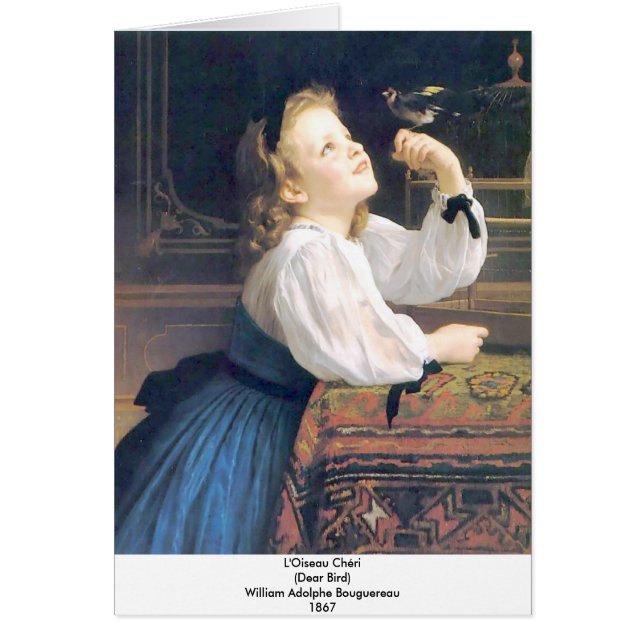 Bouguereau - L'Oiseau Cheri Hälsningskort (Framsidan)