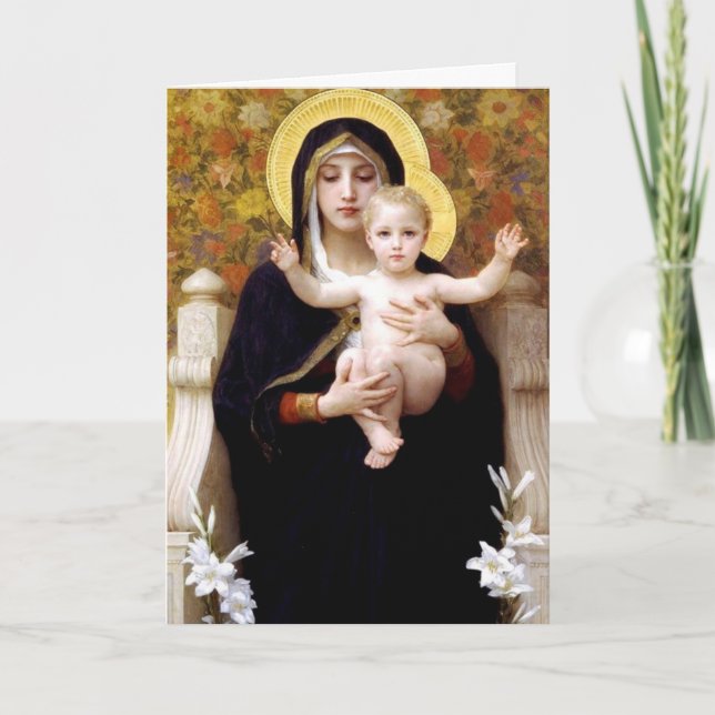 Bouguereau Madonna från julen i Lilies Helgkort (Framsida)