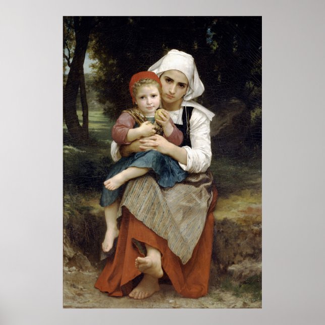 Bouguereau-målningen: Breton Brother and Sister Poster (Framsidan)