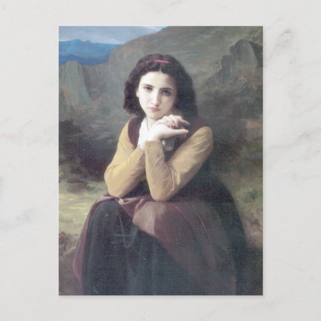 Bouguereau - Mignon Pensive Vykort (Framsida)