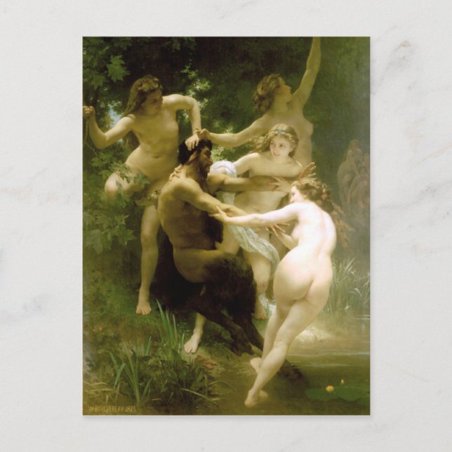 Bouguereau - Nymphes et Satyre Vykort (Framsida)