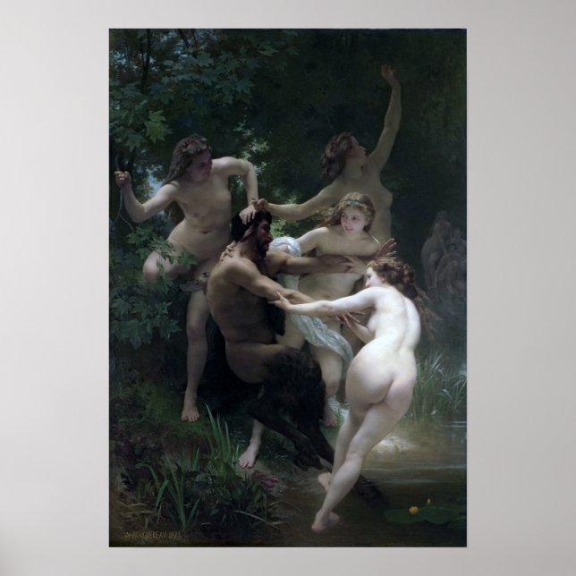 Bouguereau - Nymphs and Satyr, 1873 Poster (Framsidan)