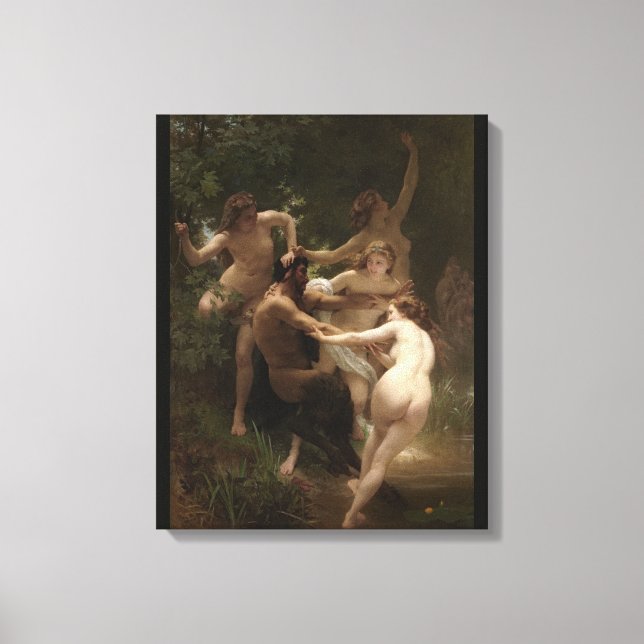Bouguereau Nymphs och Satyr Canvastryck (Framsida)