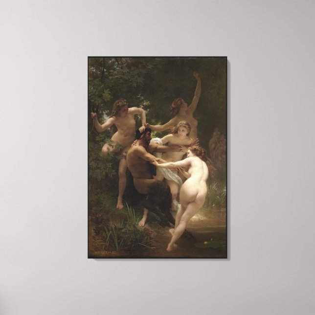 Bouguereau Nymphs och Satyr Canvastryck (Framsida)