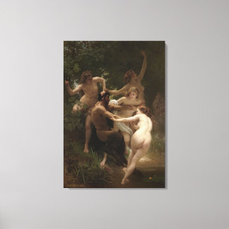 Bouguereau Nymphs och Satyr Canvastryck