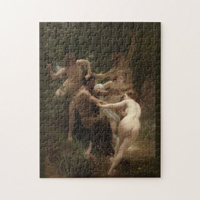 Bouguereau Nymphs och Satyr Pussel (Vertikal)