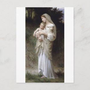 Bouguereau Oskuld Dam Child Lamb Vykort