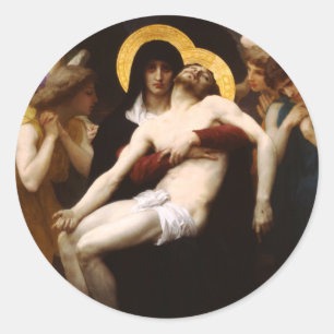Bouguereau Pieta Stickers Runt Klistermärke