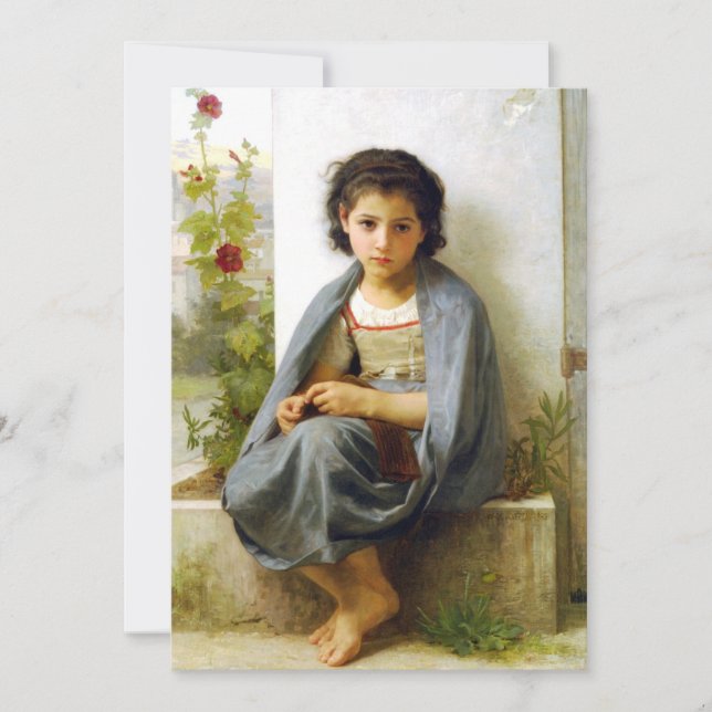 Bouguereau The Little Knitter-inbjudan Inbjudningar (Framsida)