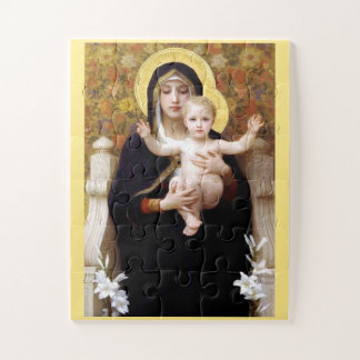 Bouguereau Virgin från Lilies Pussel