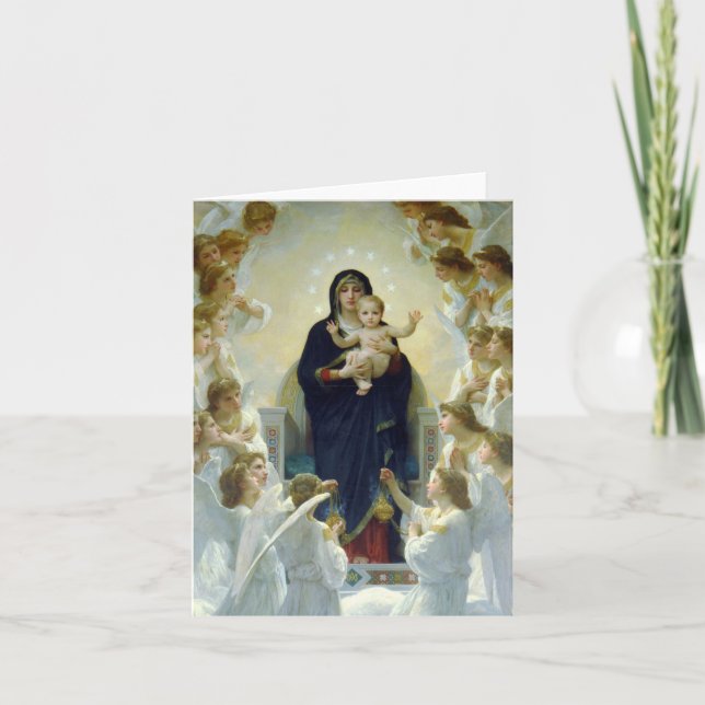 Bouguereau Virgin och Kristus Child med Änglar Helgkort (Framsida)