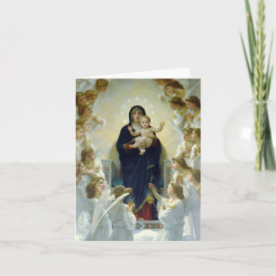 Bouguereau Virgin och Kristus Child med Änglar Helgkort