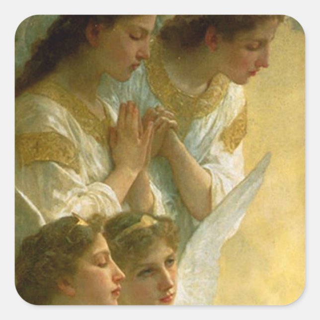 Bouguereau's Änglar Fyrkantigt Klistermärke (Framsida)