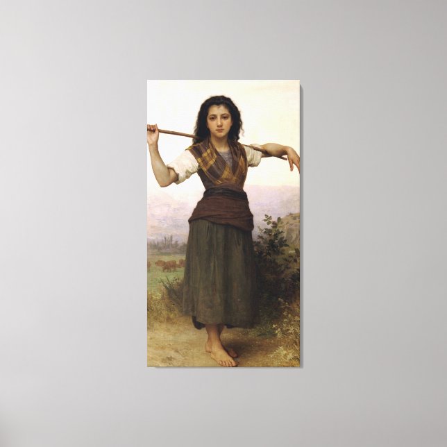 Bouguereau's Classic 1889 Painting the Shepherdess Canvastryck (Framsida)