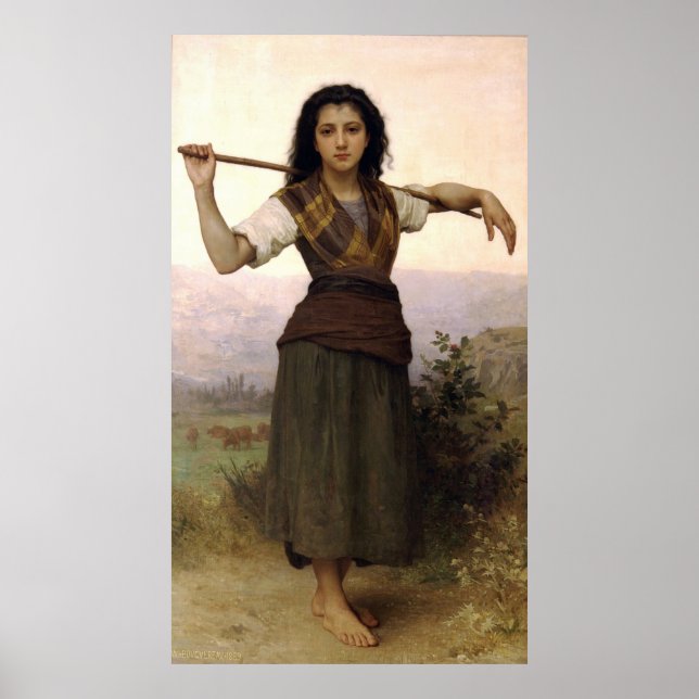 Bouguereau's Classic 1889 Painting the Shepherdess Poster (Framsidan)