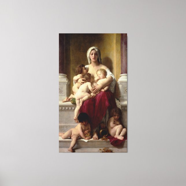 Bouguereau's Classic Painting Charite (La Charite) Canvastryck (Framsida)