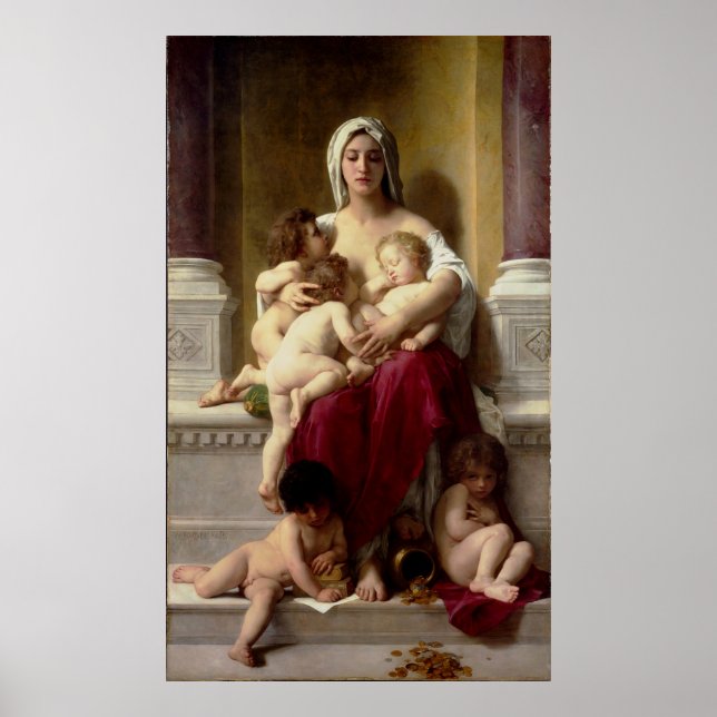 Bouguereau's Classic Painting Charite (La Charite) Poster (Framsidan)