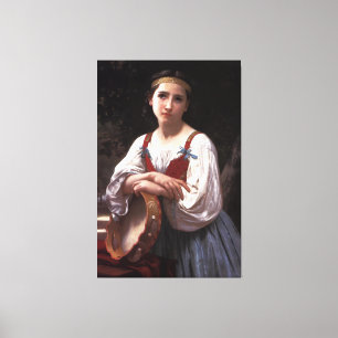 Bouguereau's Gypsy Girl with a Basque Drum (1867) Canvastryck