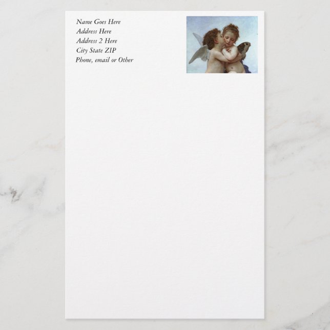 Bouguereau's L'Kärlek et Psyche, enfants (Cupid) Brevpapper (Framsida)