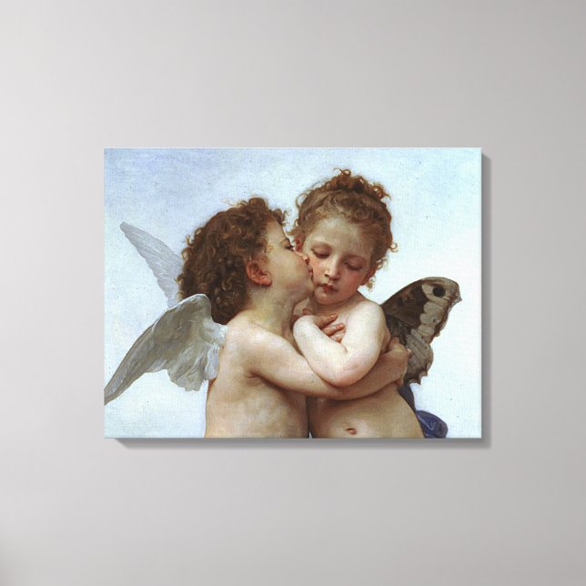 Bouguereau's L'Kärlek et Psyche, enfants (Cupid) Canvastryck (Framsida)