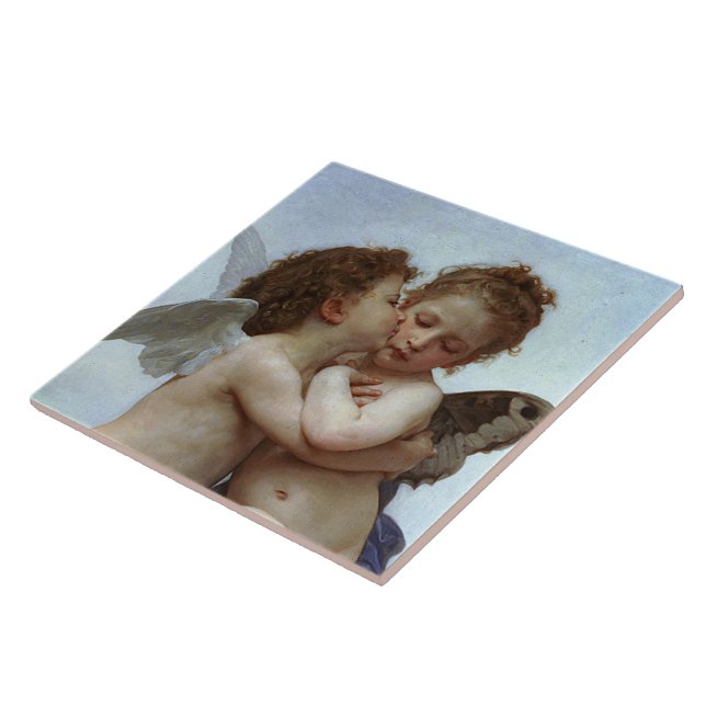 Bouguereau's L'Kärlek et Psyche, enfants (Cupid) Kakelplatta (Sidan)