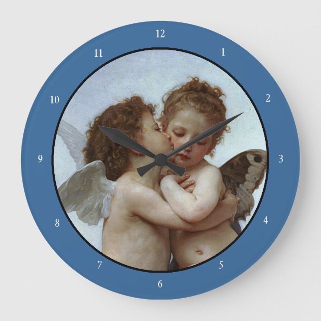Bouguereau's L'Kärlek et Psyche, enfants (Cupid) Stor Klocka (Framsida)