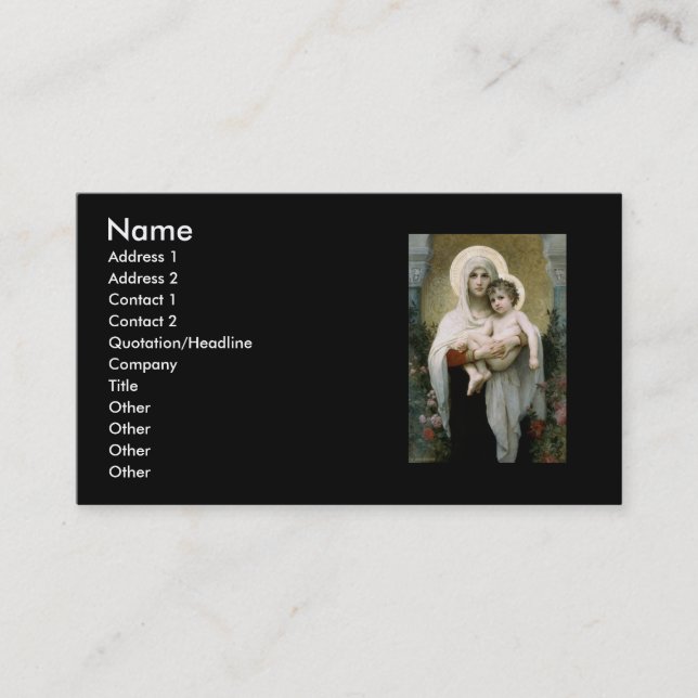 Bouguereau's Madonna of the Ro (1903) Visitkort (Framsida)