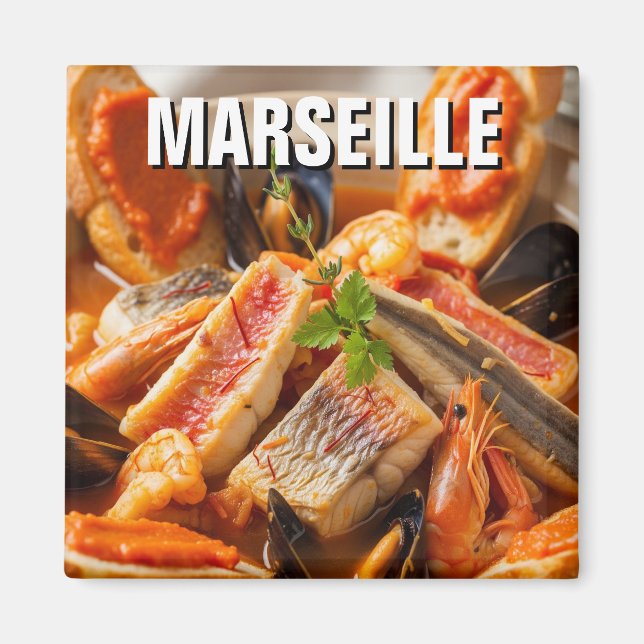 Bouillabaisse Marseille Frankrike Travel Magnet (Framsidan)