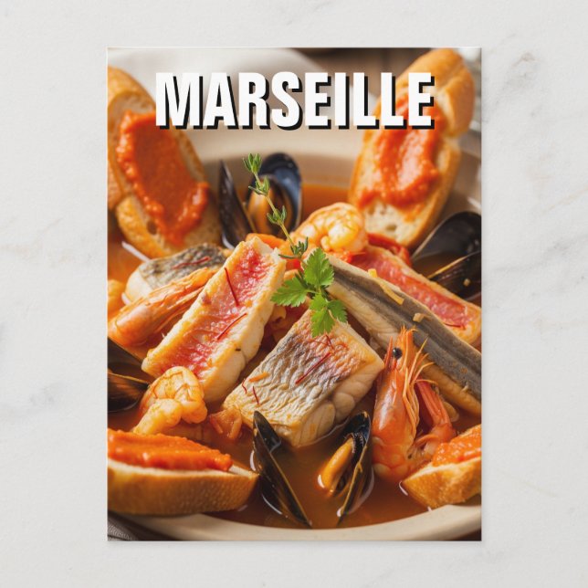 Bouillabaisse Marseille Frankrike Travel Vykort (Framsida)