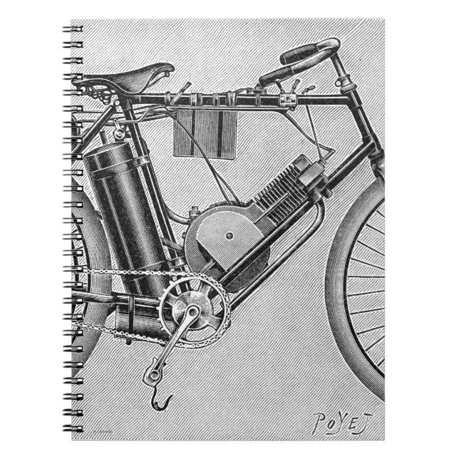 Bouilly motorcykel, 1895 anteckningsbok med spiral (Framsidan)