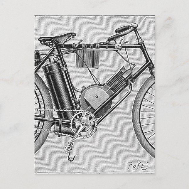 Bouilly Motorcykel, 1895 Vykort (Framsida)