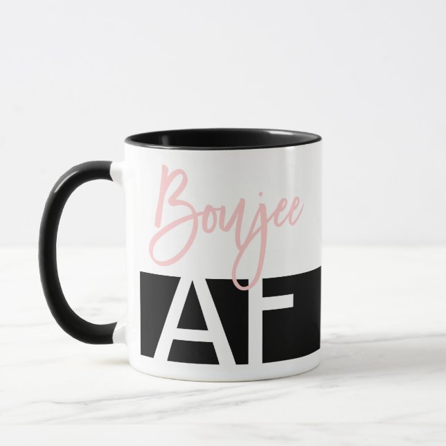 Boujee AF Popular Citote White Rosa Girl Typograph Mugg (Vänster)