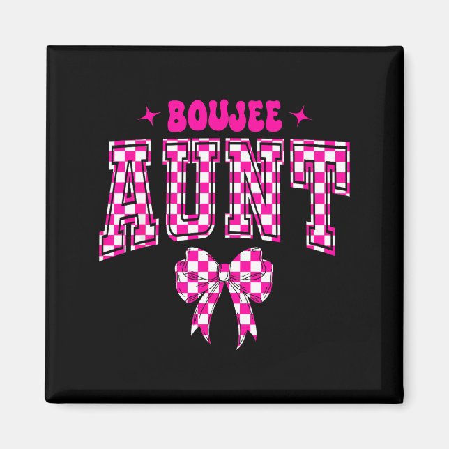 Boujee Aunt Nk Checkered Bow Birthday Family Match Magnet (Framsidan)